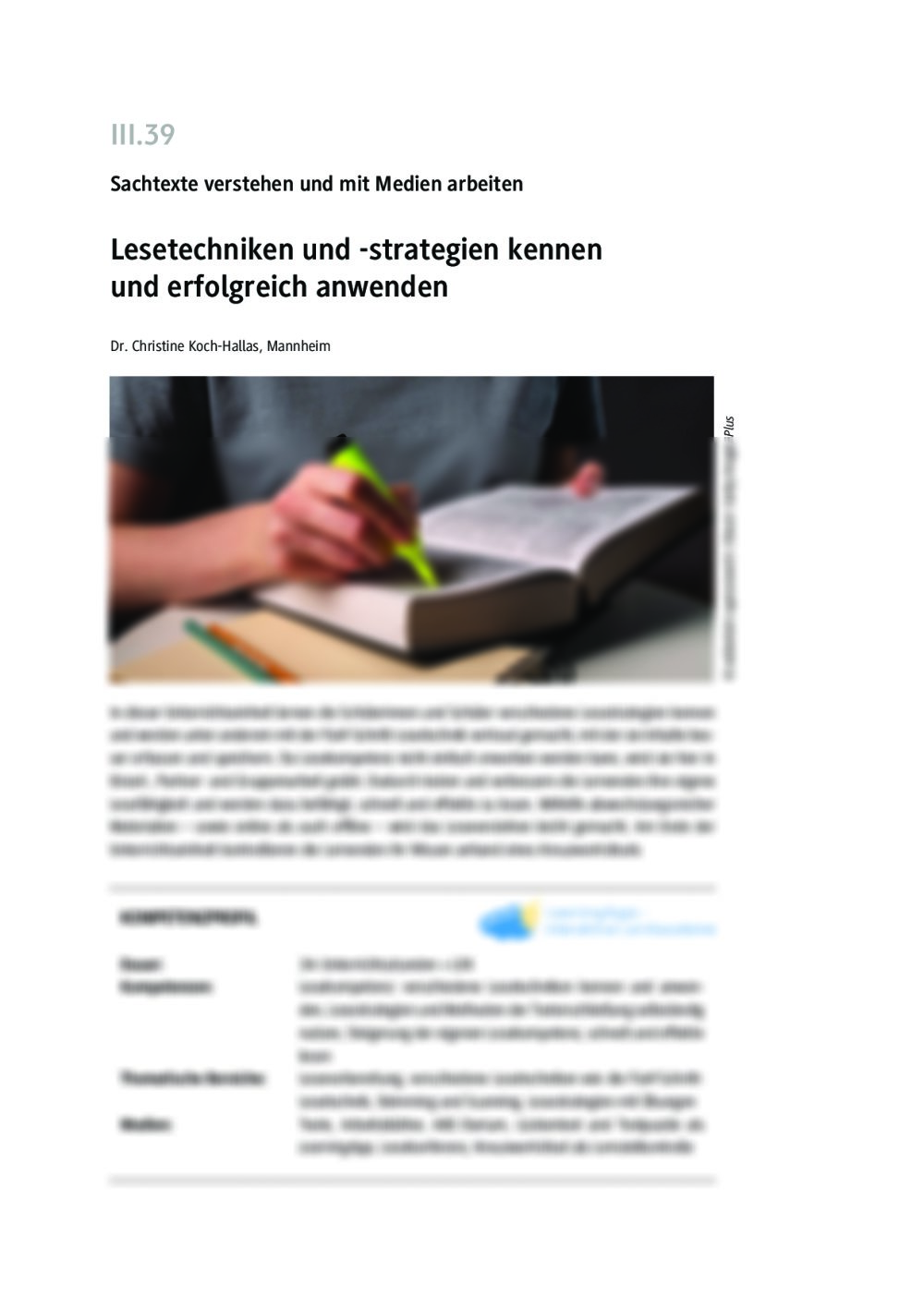 Lesetechniken und -strategien kennen und erfolgreich anwenden - Seite 1