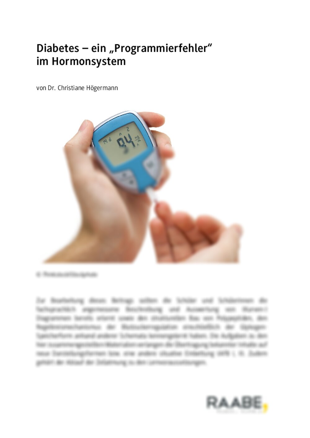 Diabetes – ein "Programmierfehler" im Hormonsystem - Seite 1