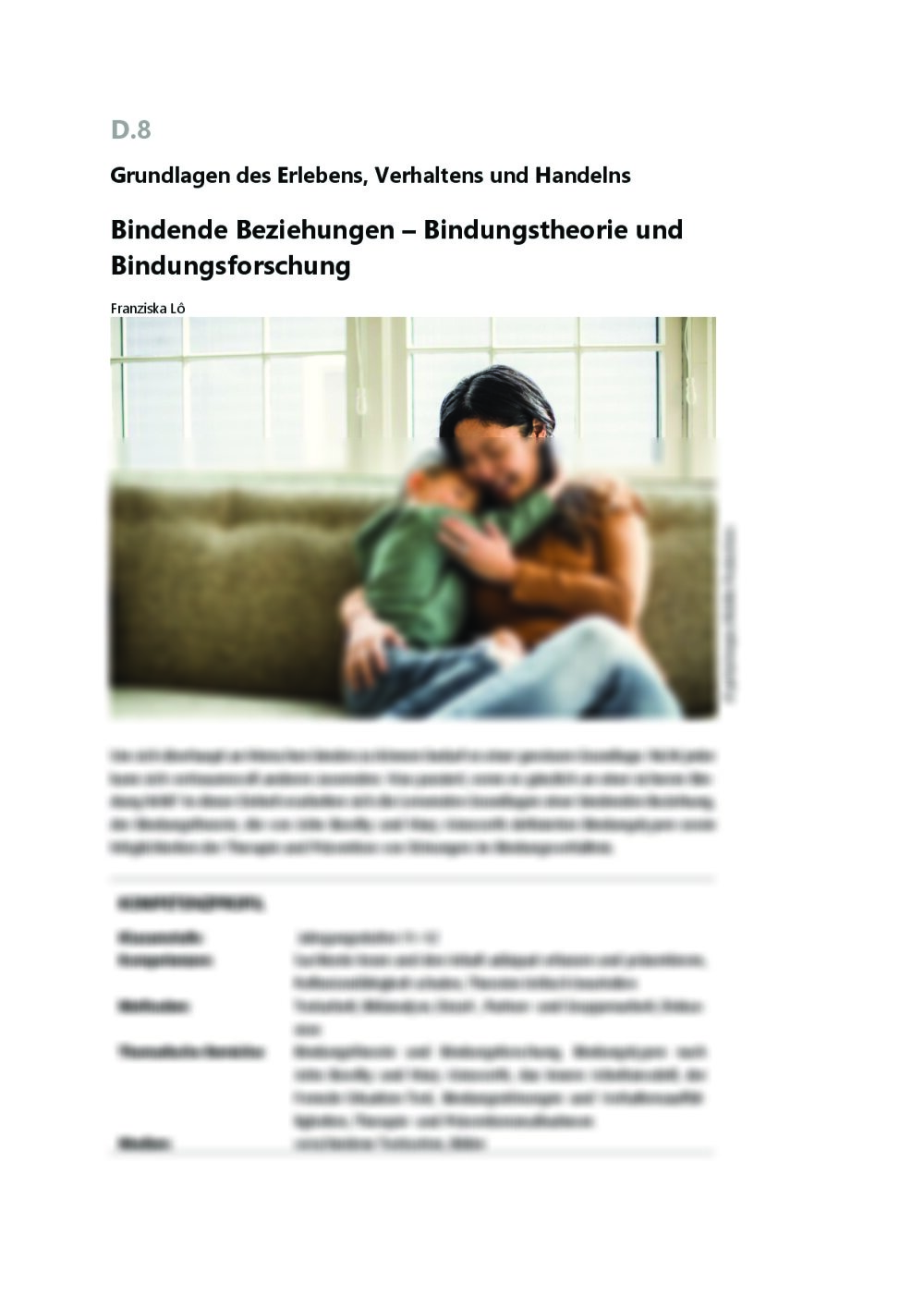 Bindungstheorie und Bindungsforschung - Seite 1