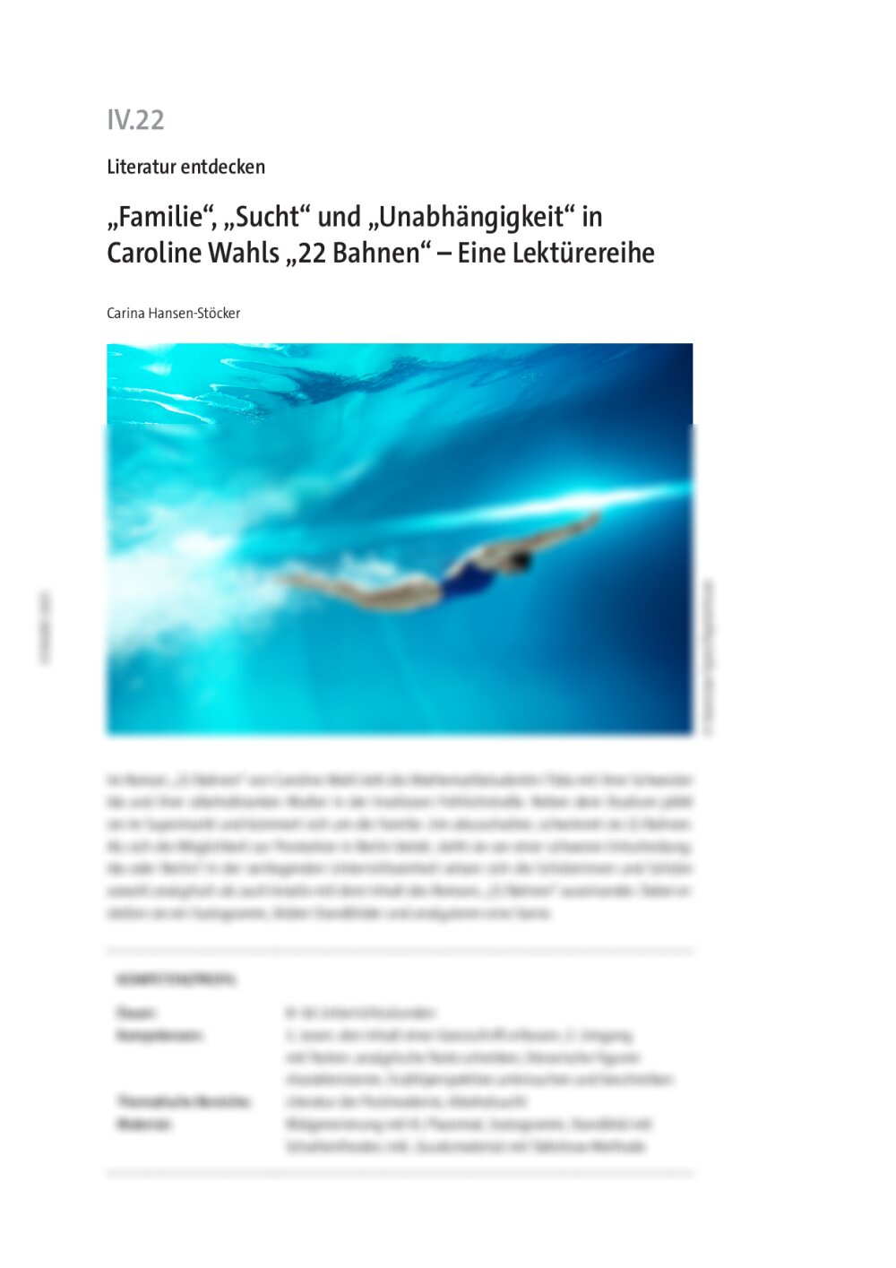 „Familie“, „Sucht“ und „Unabhängigkeit“ in Caroline Wahls „22 Bahnen“ - Seite 1
