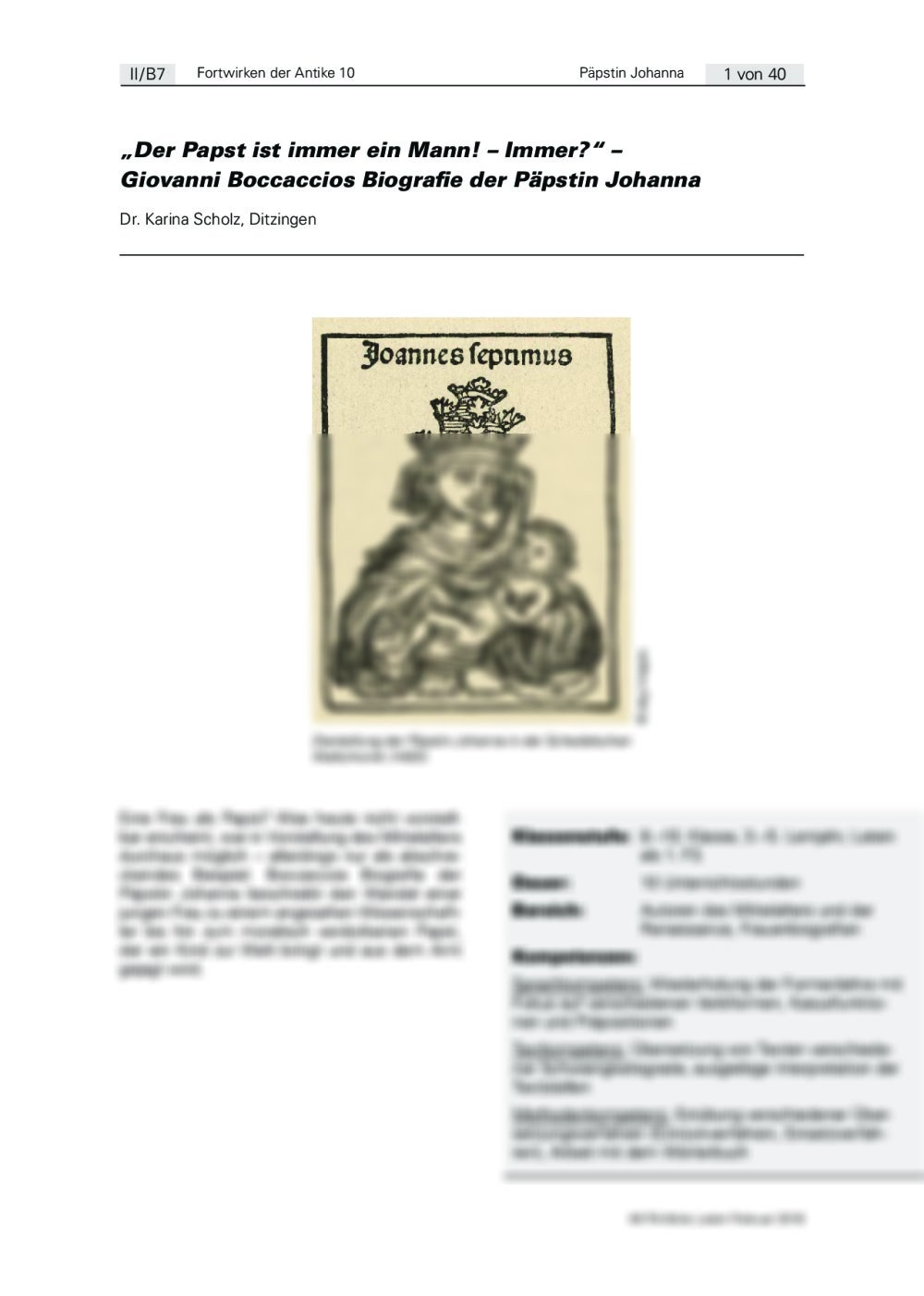 Giovanni Boccaccios Biografie der Päpstin Johanna - Seite 1