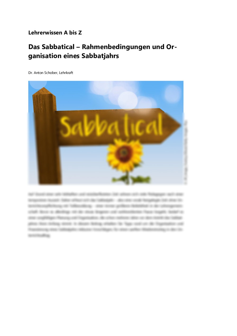 Wie Sie ein Sabbatjahr nehmen und organisieren können! - Seite 1