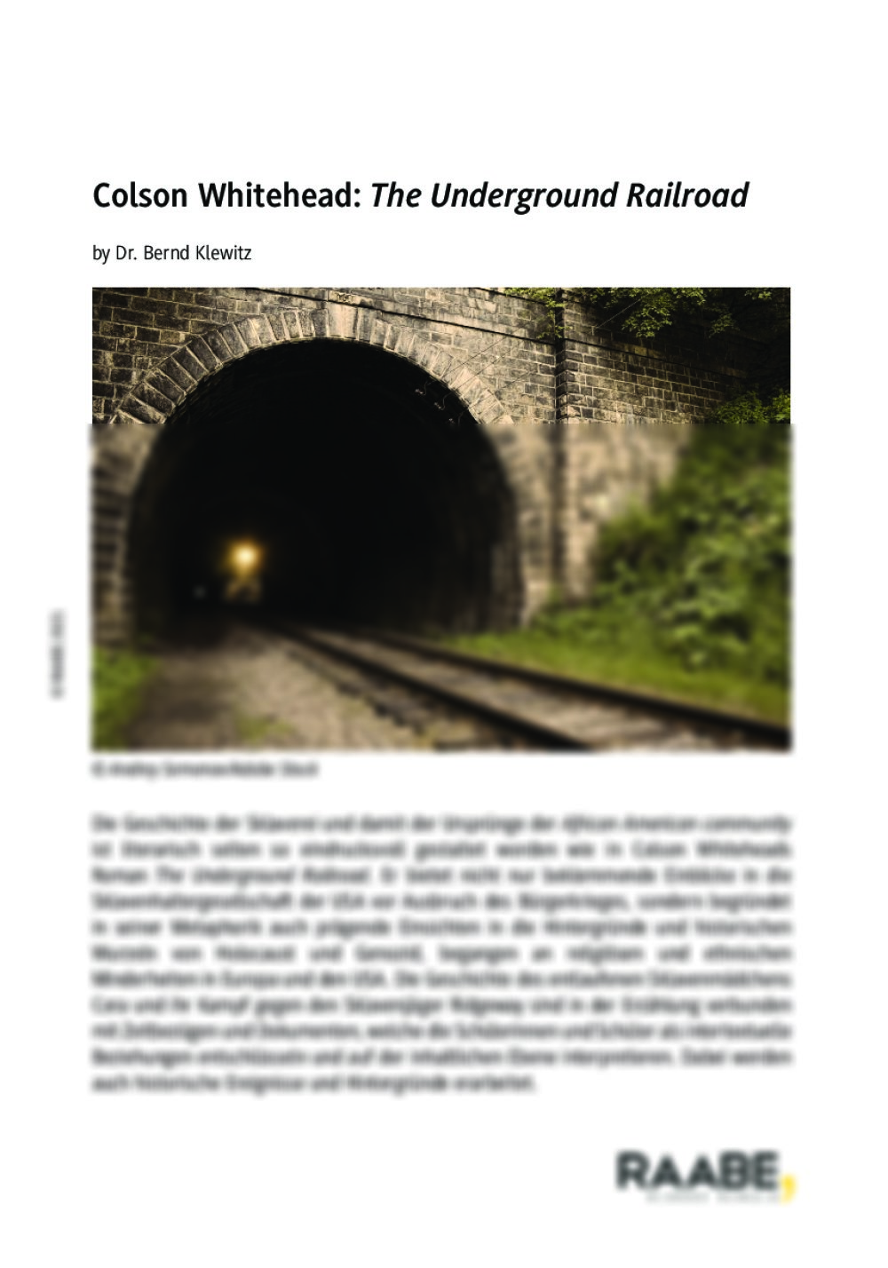 Colson Whitehead: "The Underground Railroad" - Seite 1