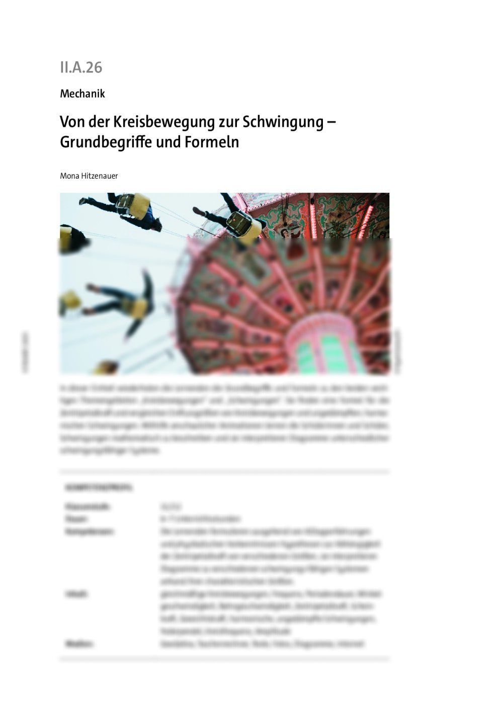 Von der Kreisbewegung zur Schwingung  - Seite 1