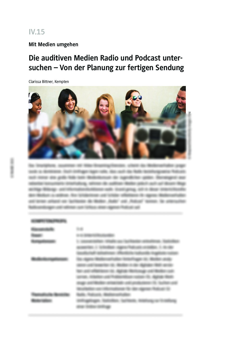 Die auditiven Medien Radio und Podcast untersuchen - Seite 1