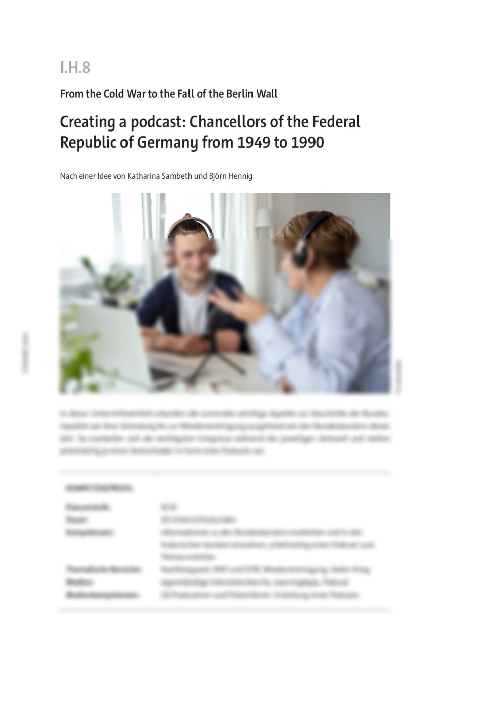 Creating a podcast: Chancellors of the Federal Republic of Germany from 1949 to 1990 - Seite 1