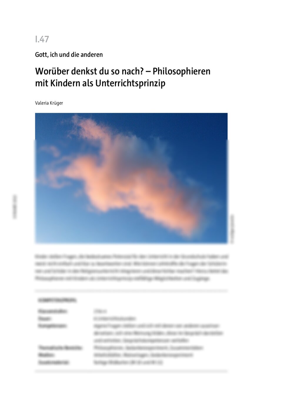 Philosophieren mit Kindern als Unterrichtsprinzip - Seite 1