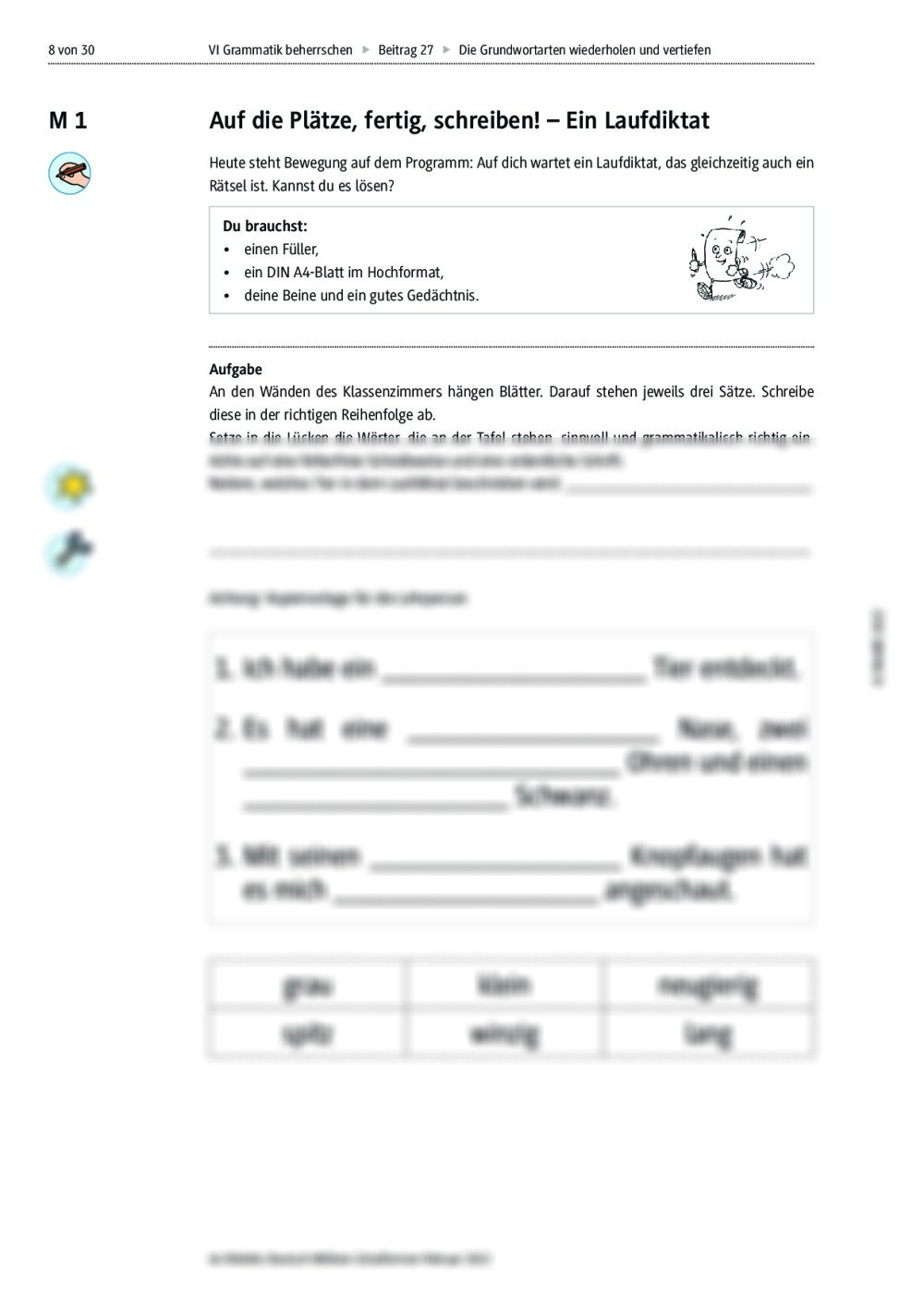 Adjektiv Gegen Den Eigenen Willen Wörter Los Die Grundwortarten "Adjektiv", "Nomen", "Verb" wiederholen und