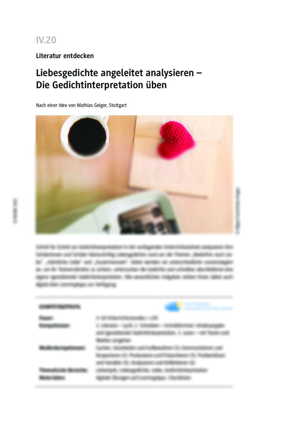 Liebesgedichte angeleitet analysieren - Seite 1