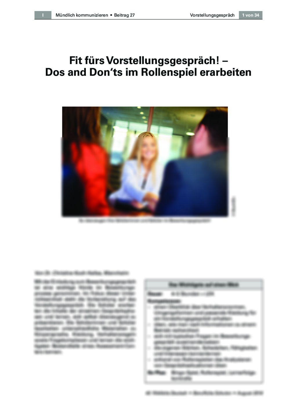 Dos and Don‘ts im Vorstellungsgespräch - Seite 1