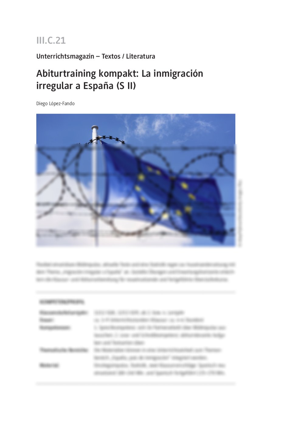 Abiturtraining kompakt: La inmigración irregular a España - Seite 1
