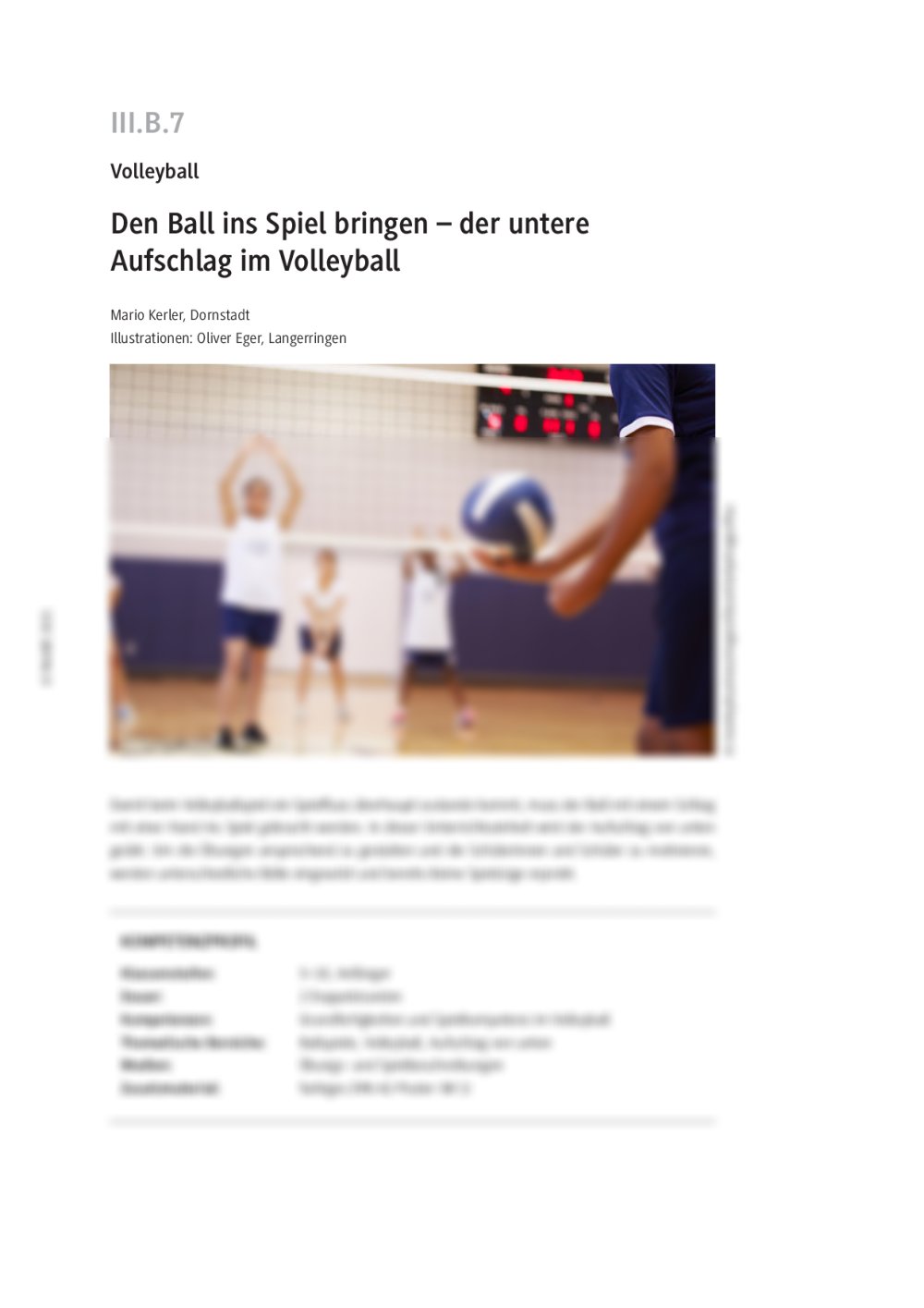 Der untere Aufschlag im Volleyball - Seite 1