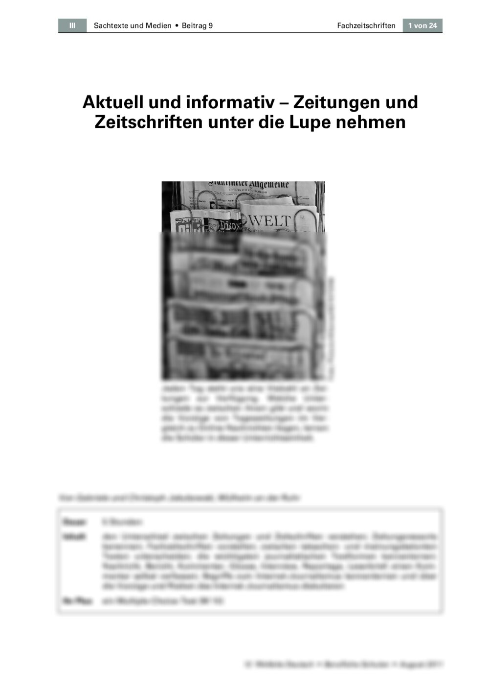 Zeitungen und Zeitschriften unter die Lupe nehmen - Seite 1