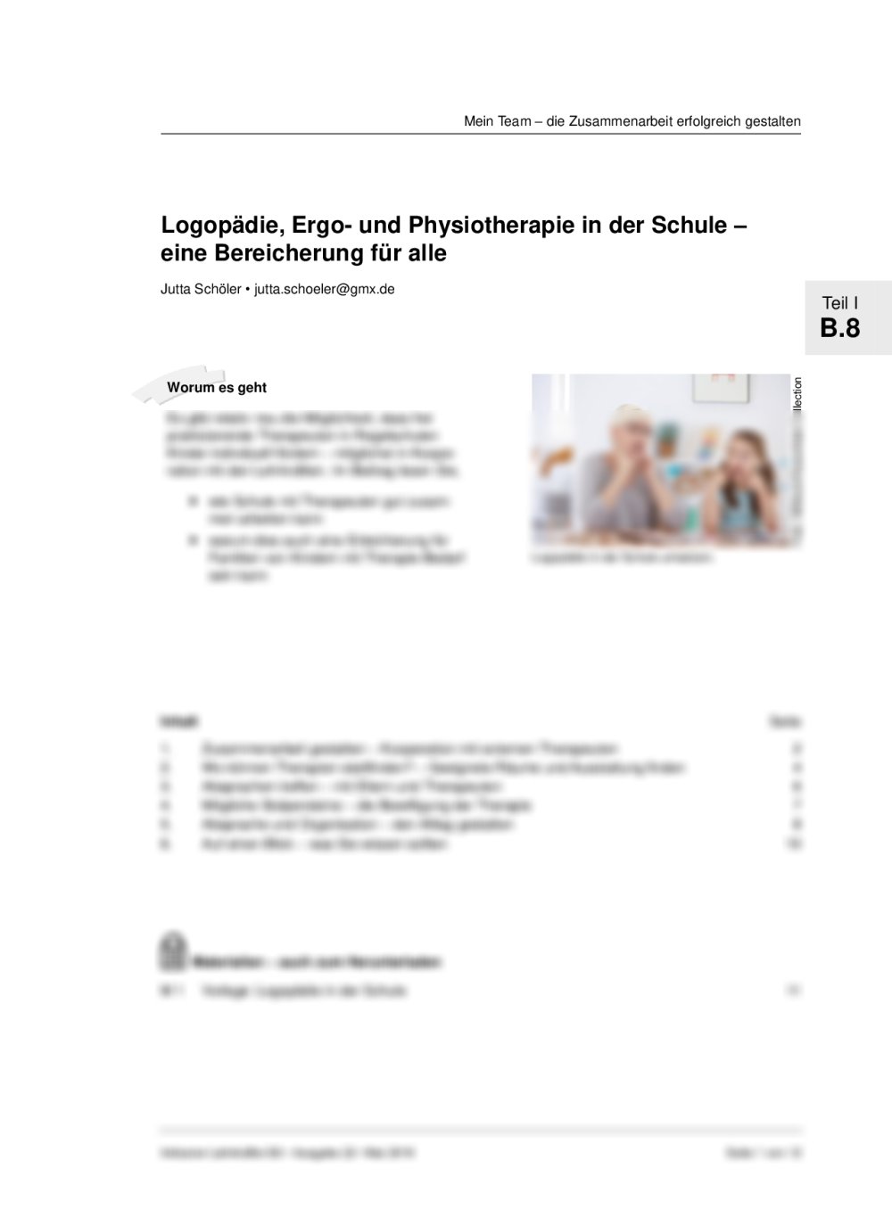 Logopädie, Ergo- und Physiotherapie in der Schule - Seite 1