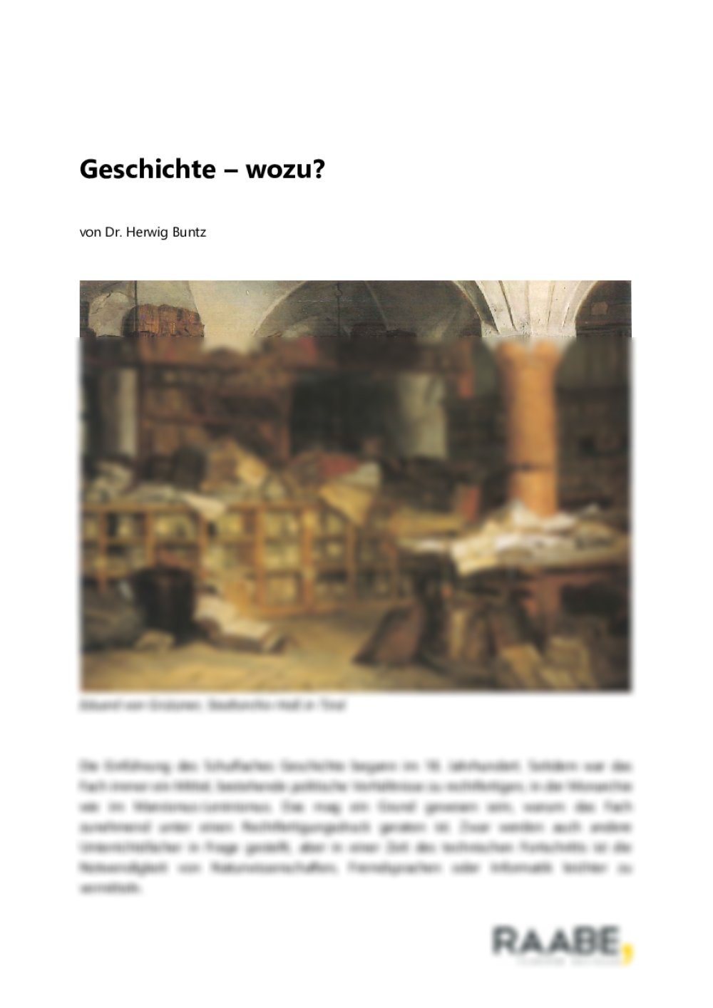 Geschichte - wozu? - Seite 1