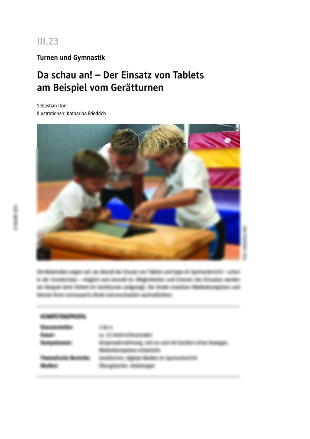 Der Einsatz von Tablets am Beispiel vom Gerätturnen - Seite 1