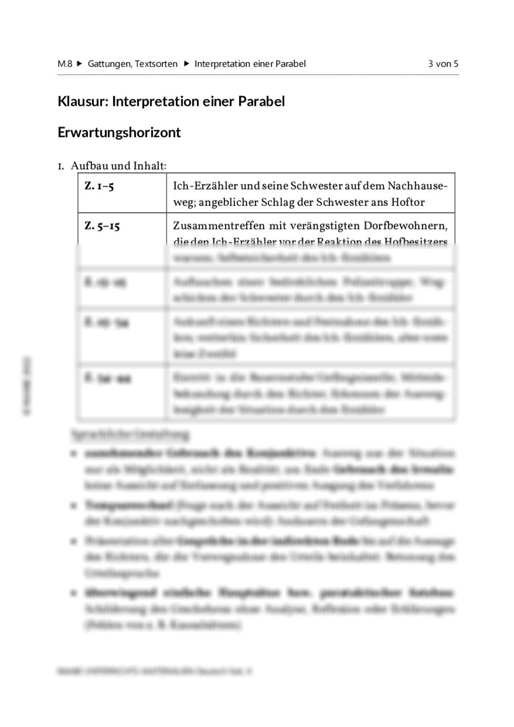 Klausur Interpretation einer Parabel RAAbits Online