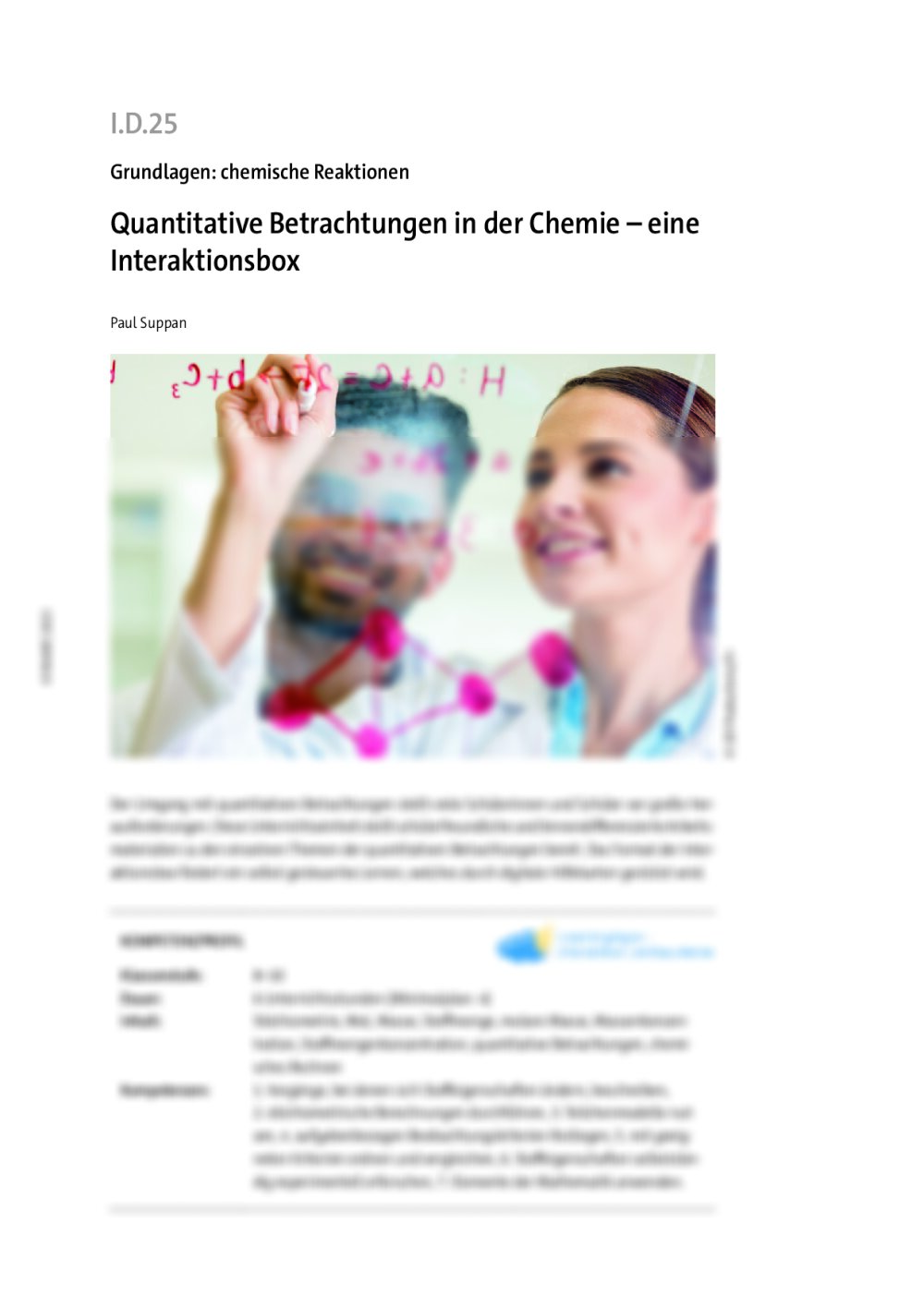 Quantitative Betrachtungen in der Chemie - Seite 1