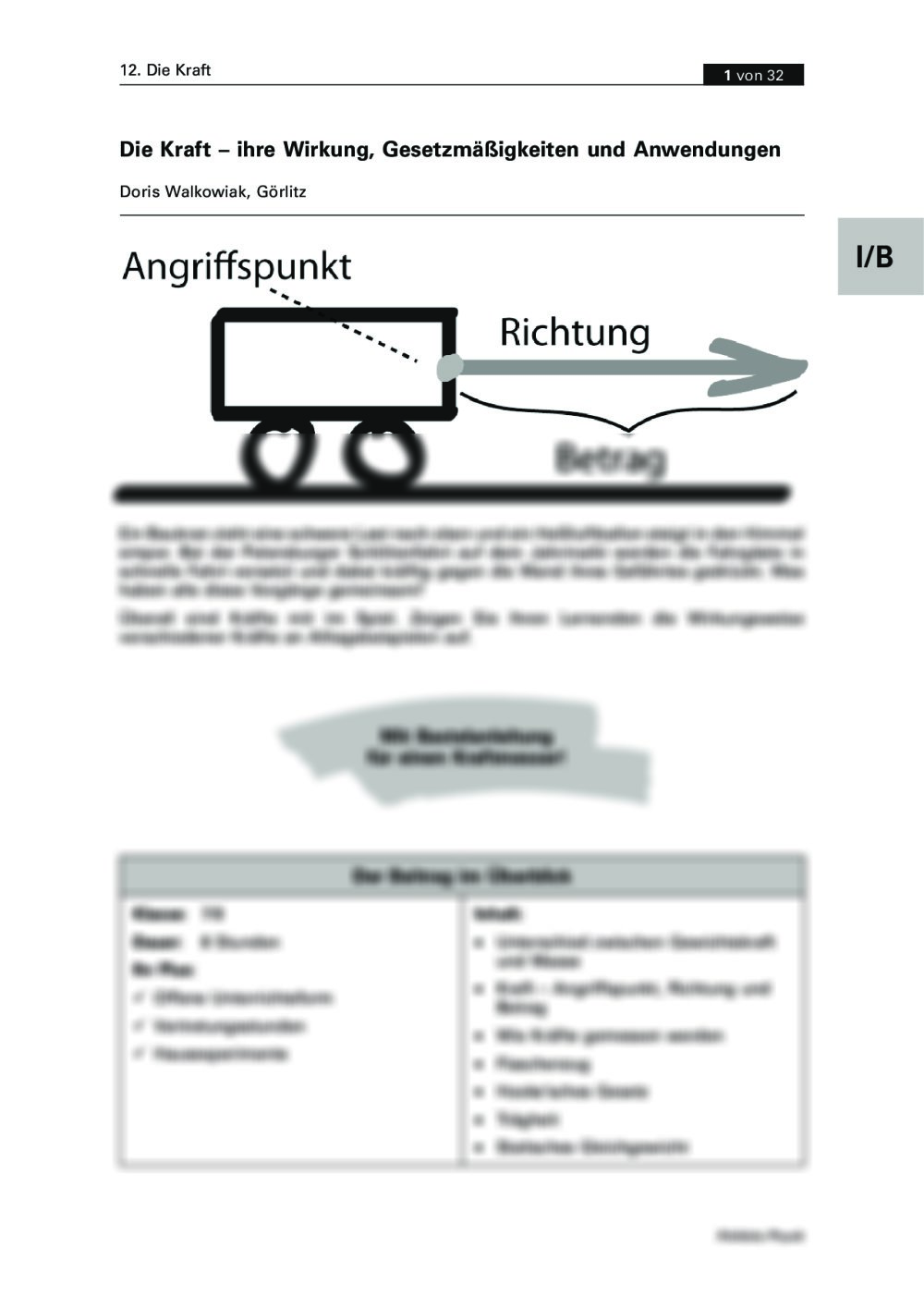 Wirkung, Gesetzmäßigkeiten und Anwendungen der Kraft - Seite 1