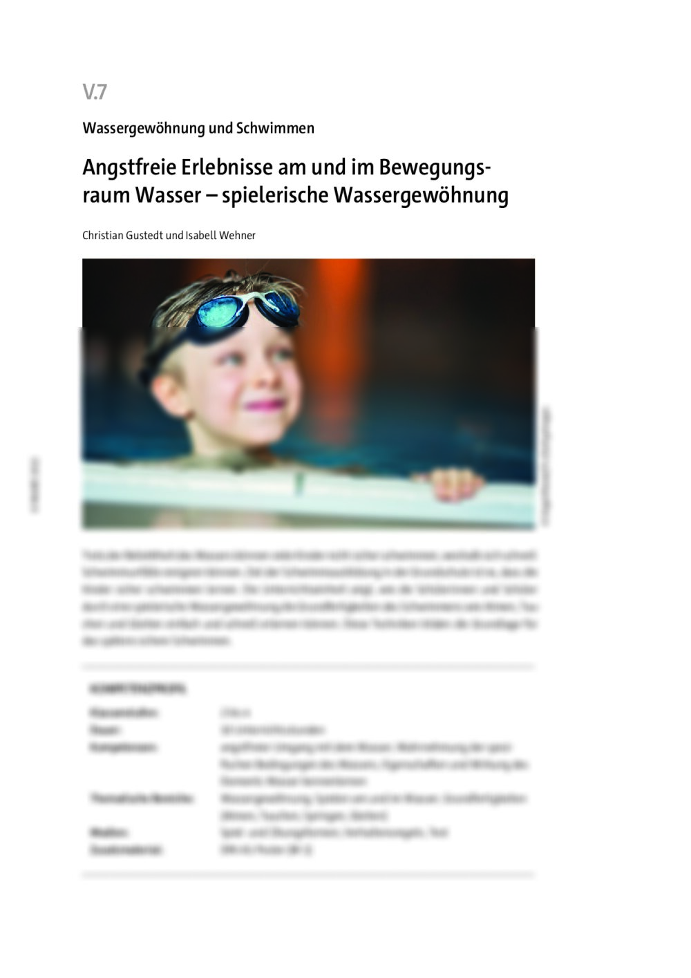 Angstfreie Erlebnisse am und im Bewegungsraum Wasser - Seite 1