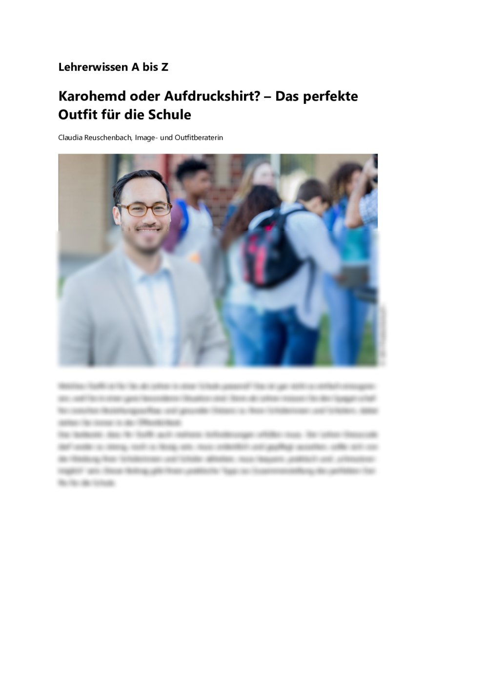 Was ziehe ich bloß an? Das perfekte Outfit für Lehrer - Seite 1