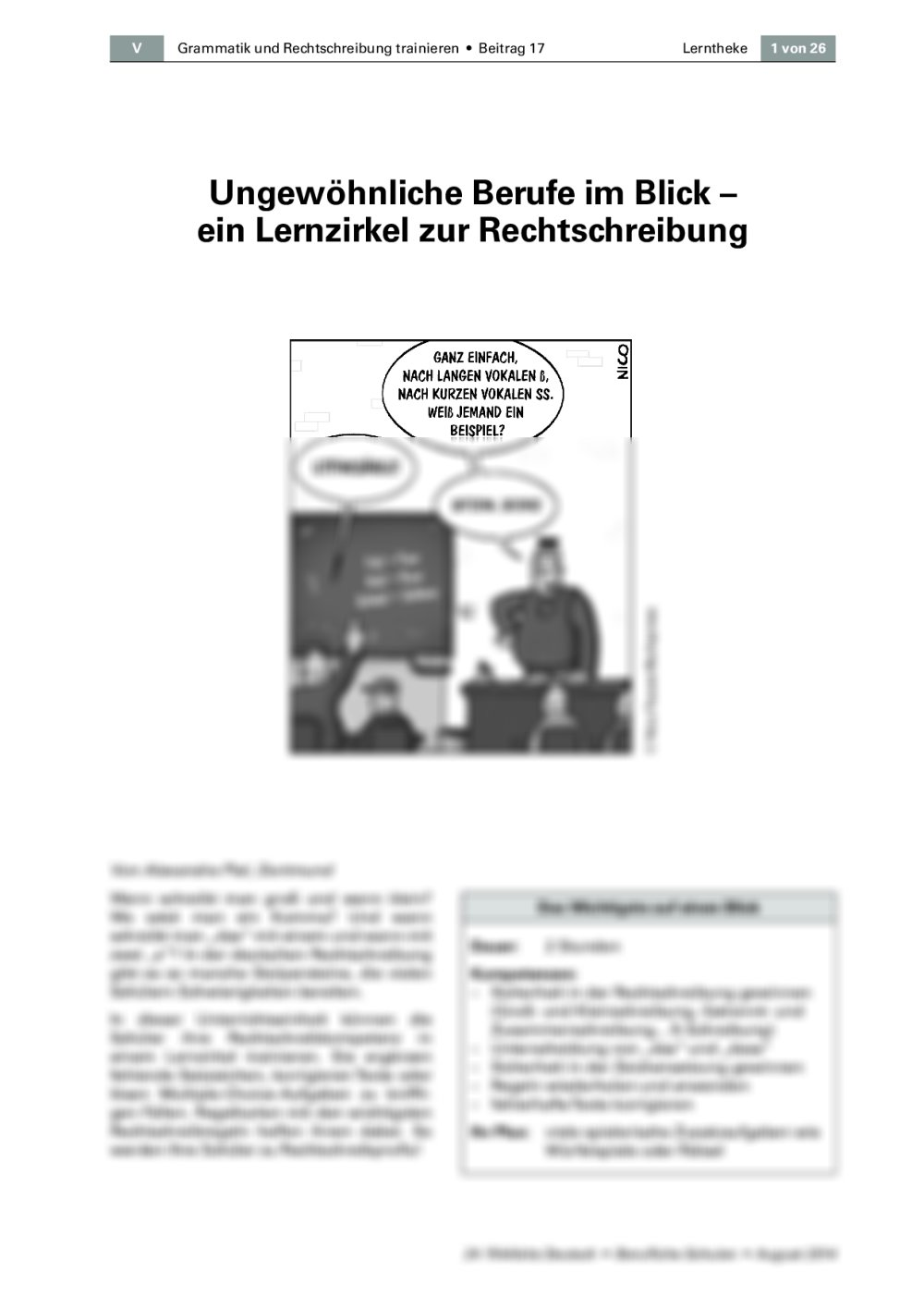 Ein Lernzirkel zur Rechtschreibung - Seite 1