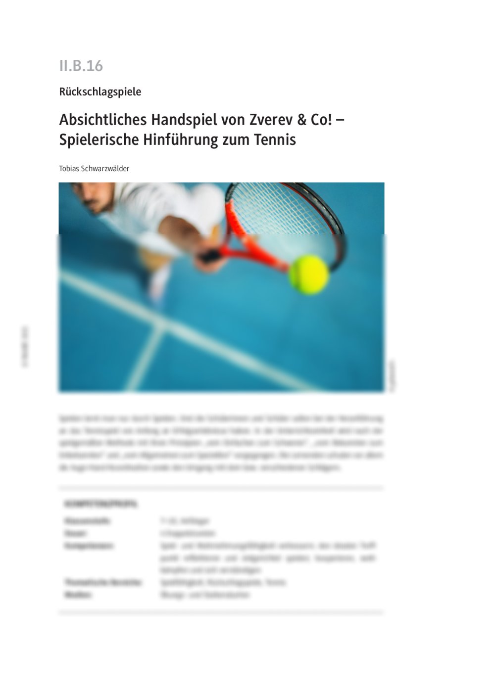 Spielerische Hinführung zum Tennis - Seite 1