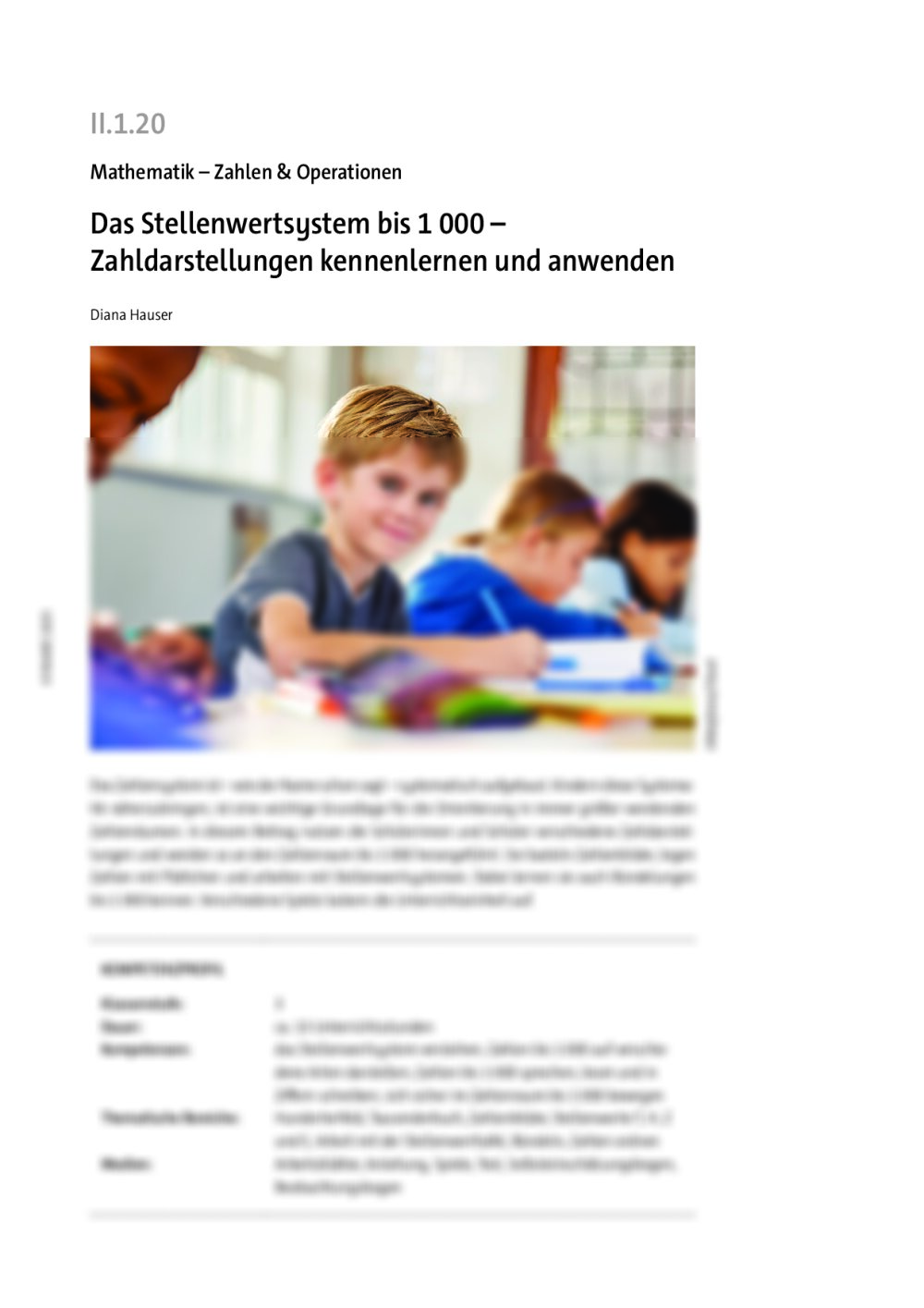 Das Stellenwertsystem bis 1000 - Seite 1