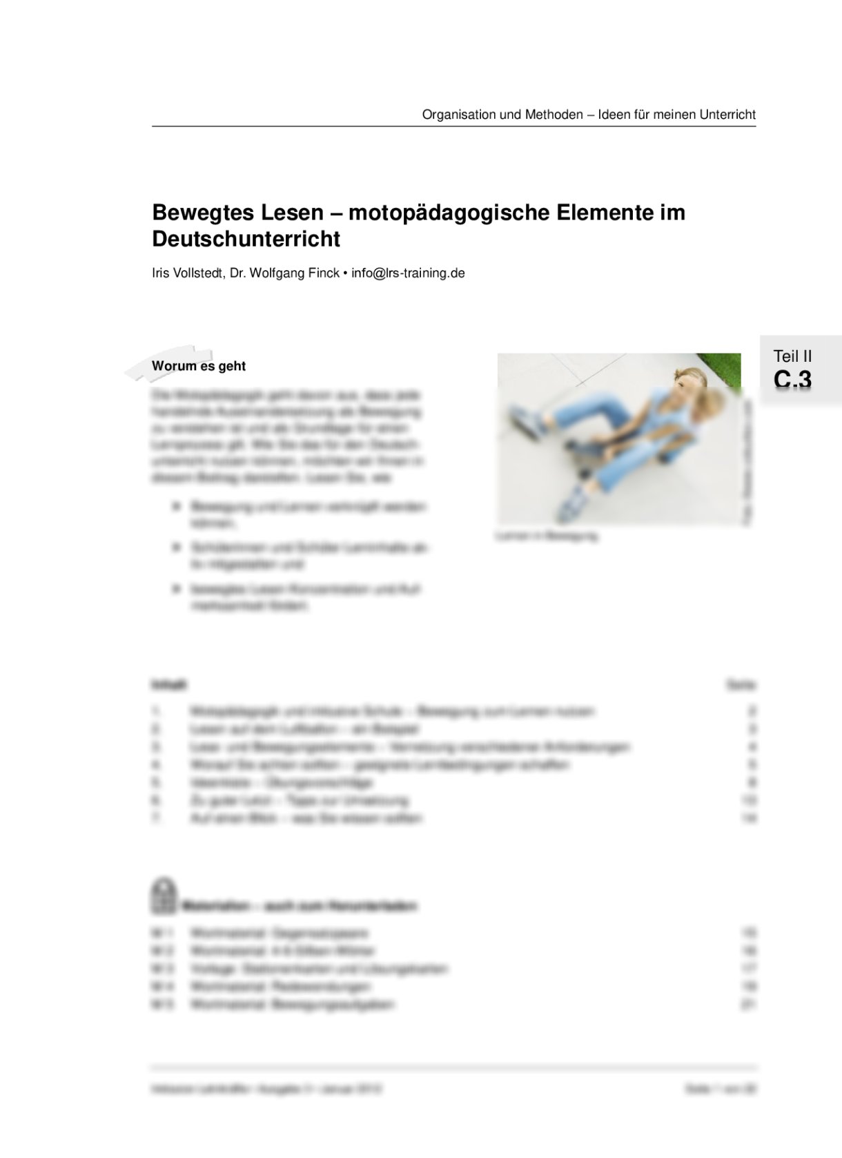 Motopädagogische Elemente im Deutschunterricht - Seite 1