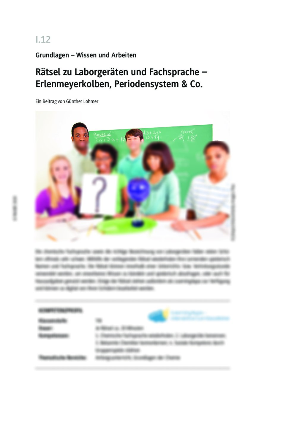 Rätsel zu Laborgeräten und Fachsprache - Seite 1