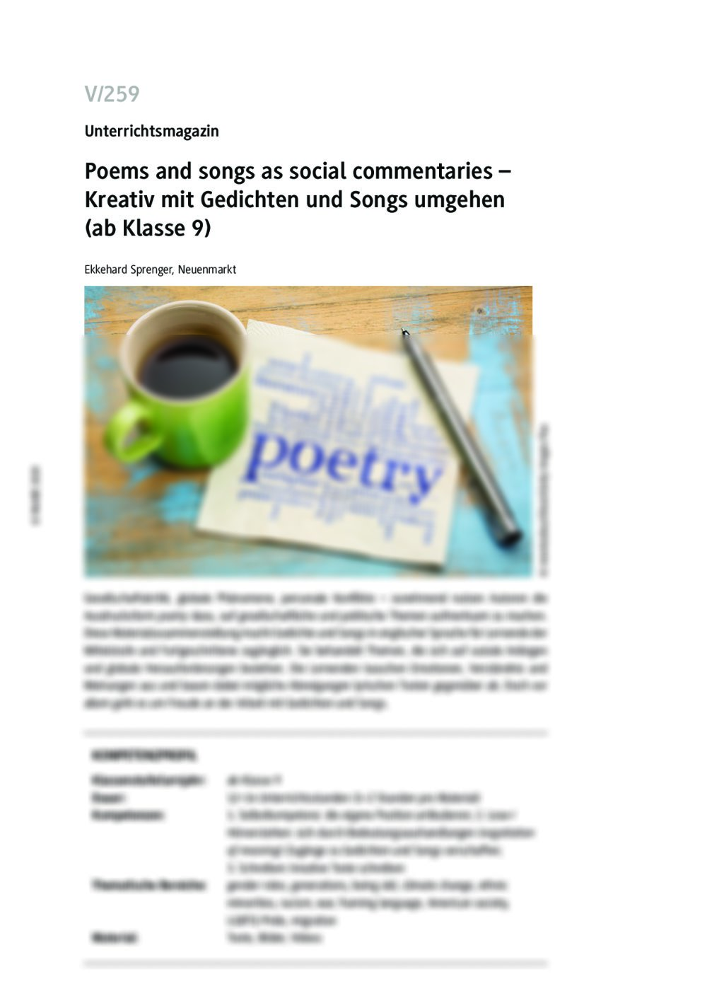 Poems and songs as social commentaries - Seite 1