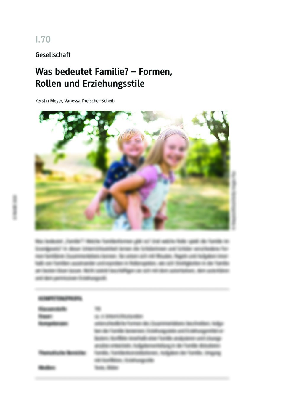 Familienformen - Unterrichtsmaterial - Was bedeutet Familie? - Seite 1