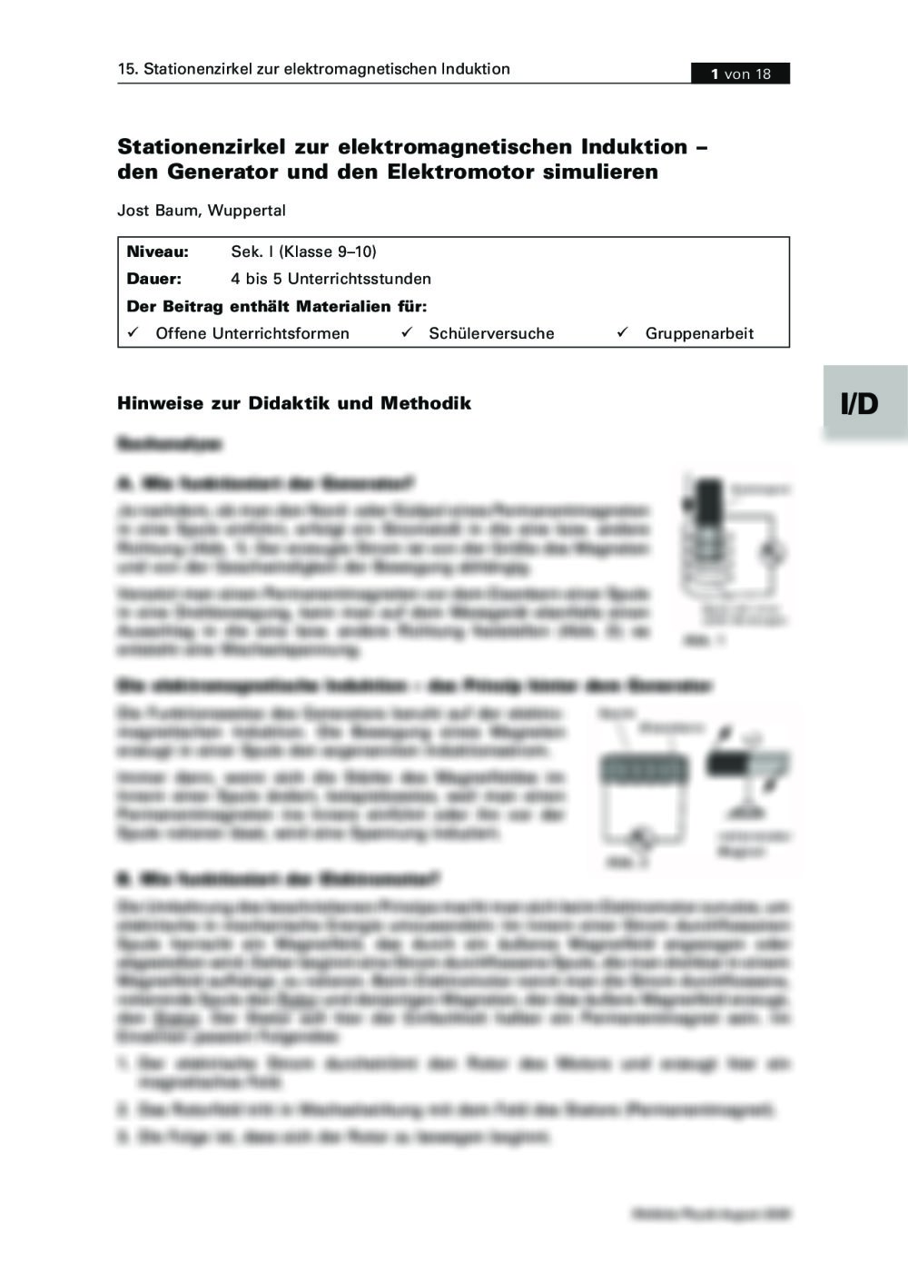 Stationenzirkel zur elektromagnetischen Induktion - Seite 1