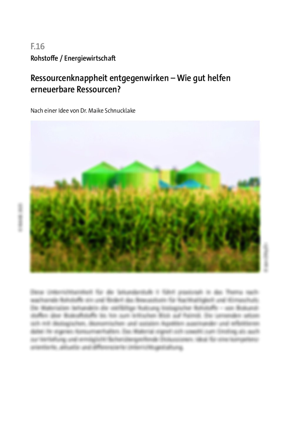 Ressourcenknappheit entgegenwirken - Seite 1