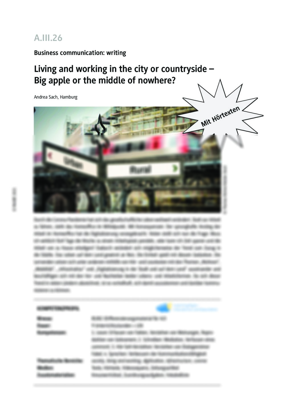 Living and working in the city or countryside - Seite 1