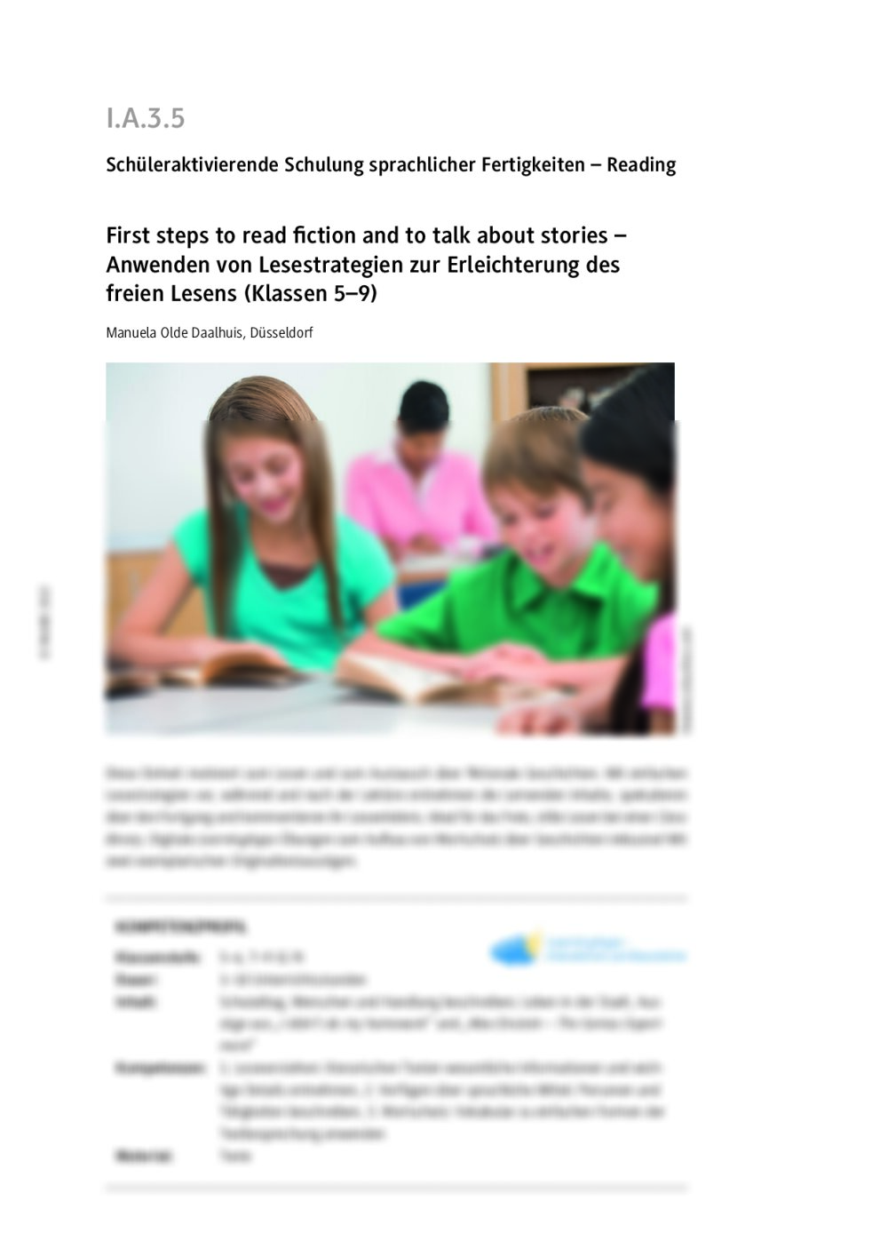 First steps to read fiction and to talk about stories  - Seite 1