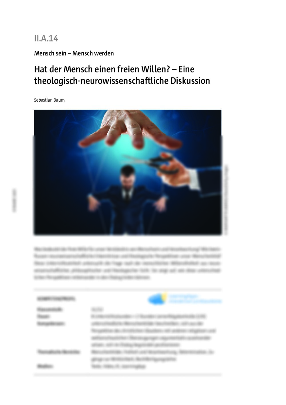 Hat der Mensch einen freien Willen? - Seite 1