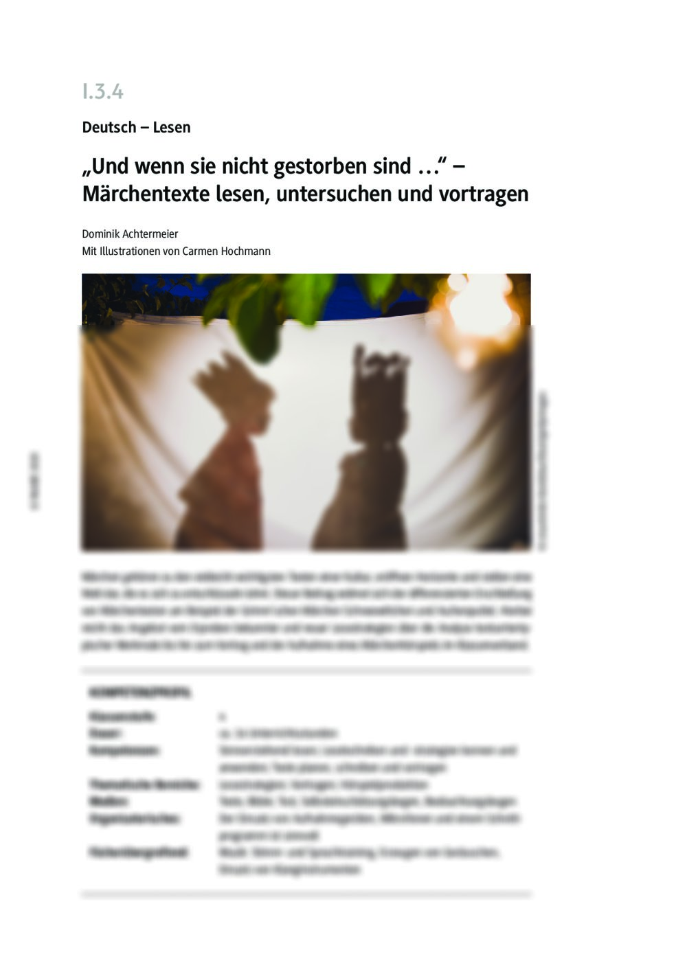 Märchentexte lesen, untersuchen und vortragen - Seite 1