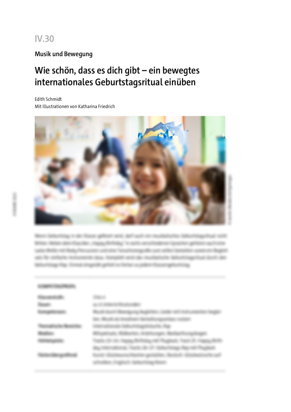 Ein bewegtes Geburtstagsritual einüben - Seite 1