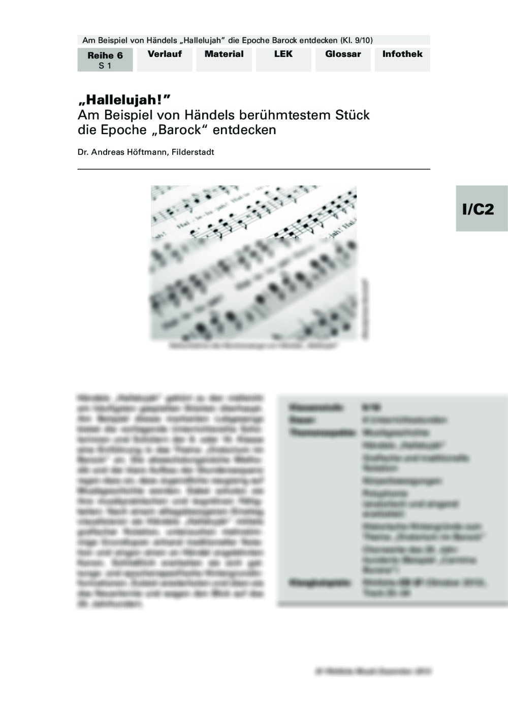 "Hallelujah!" – Am Beispiel von Händels berühmtestem Stück die Epoche Barock entdecken - Seite 1