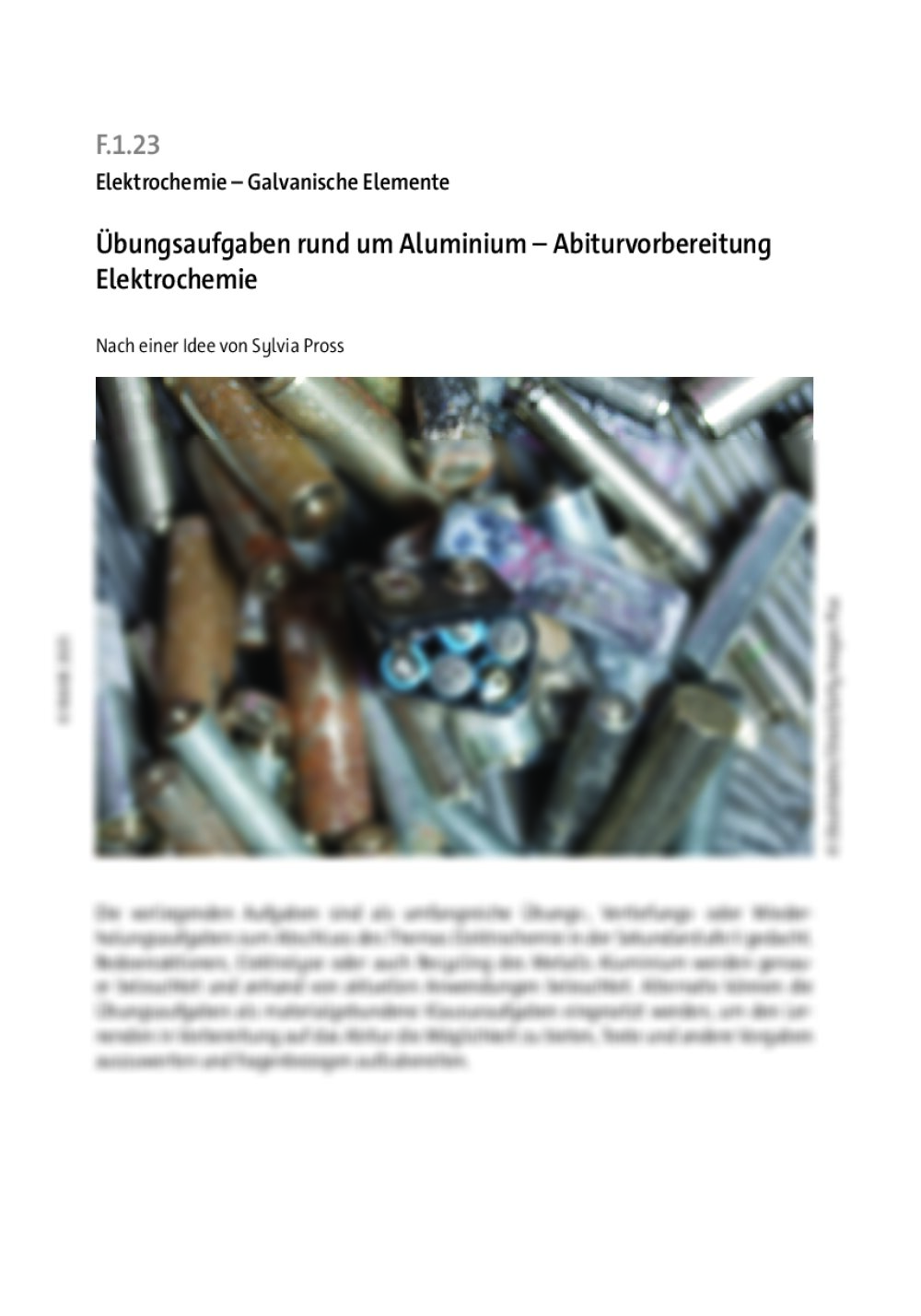 Übungsaufgaben rund um Aluminium - Seite 1