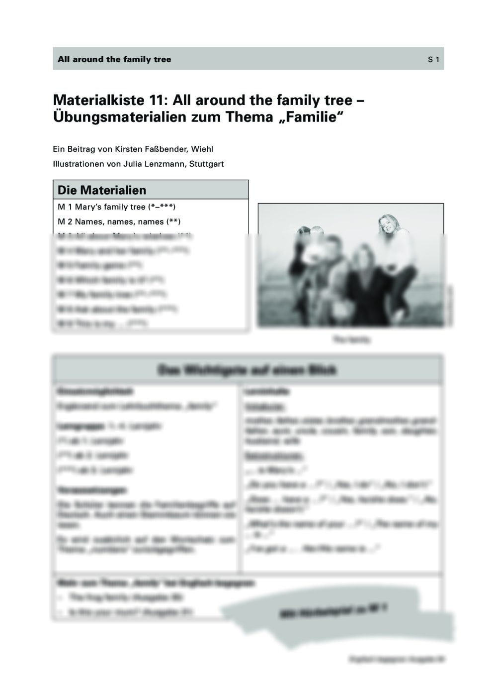 Übungsmaterialien zum Thema "Familie" - Seite 1