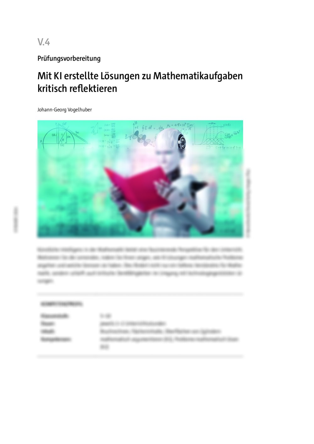 Mit KI erstellte Lösungen zu Mathematikaufgaben kritisch reflektieren - Seite 1