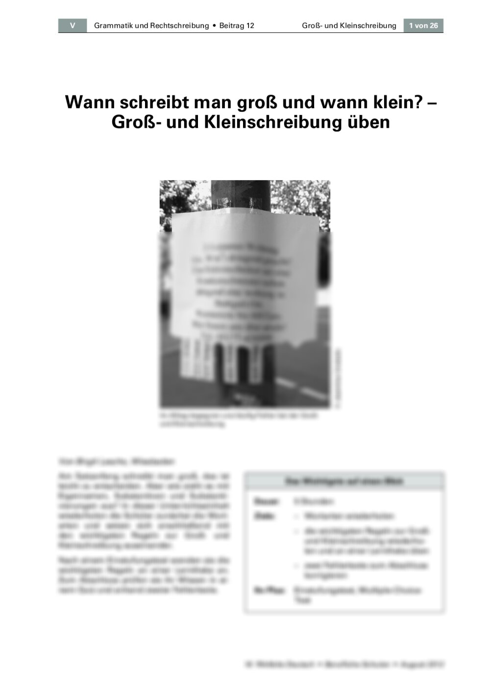 Groß- und Kleinschreibung üben - Seite 1