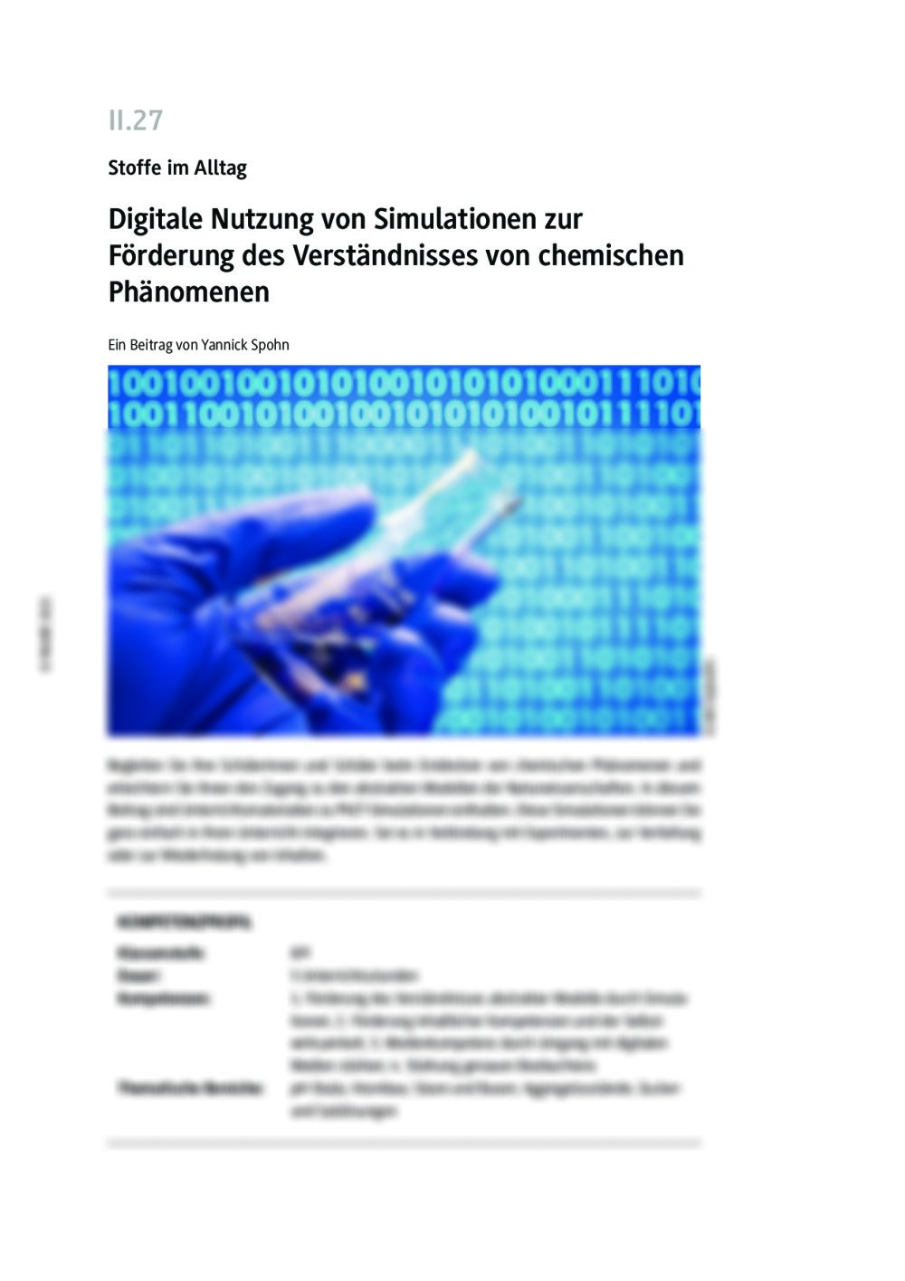 Digitale Nutzung von Simulationen zur Förderung des Verständnisses von chemischen Phänomenen - Seite 1