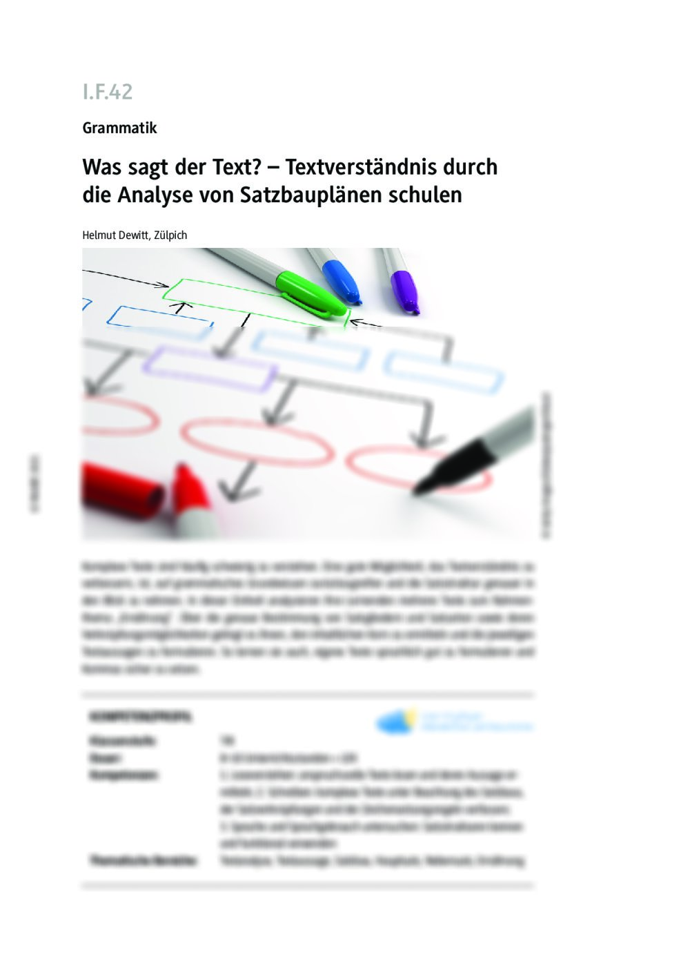 Textverständnis durch die Analyse von Satzbauplänen schulen - Seite 1