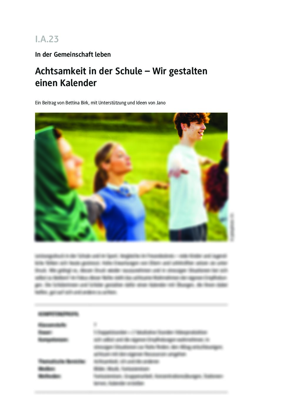 Achtsamkeit in der Schule  - Seite 1