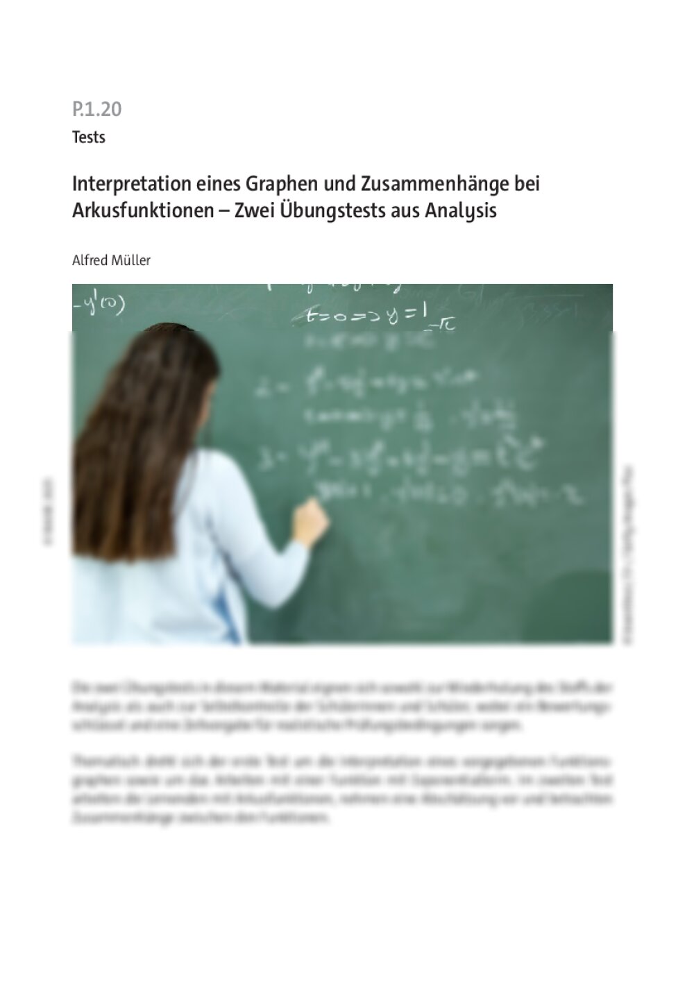 Interpretation eines Graphen und Zusammenhänge bei Arkusfunktionen - Seite 1