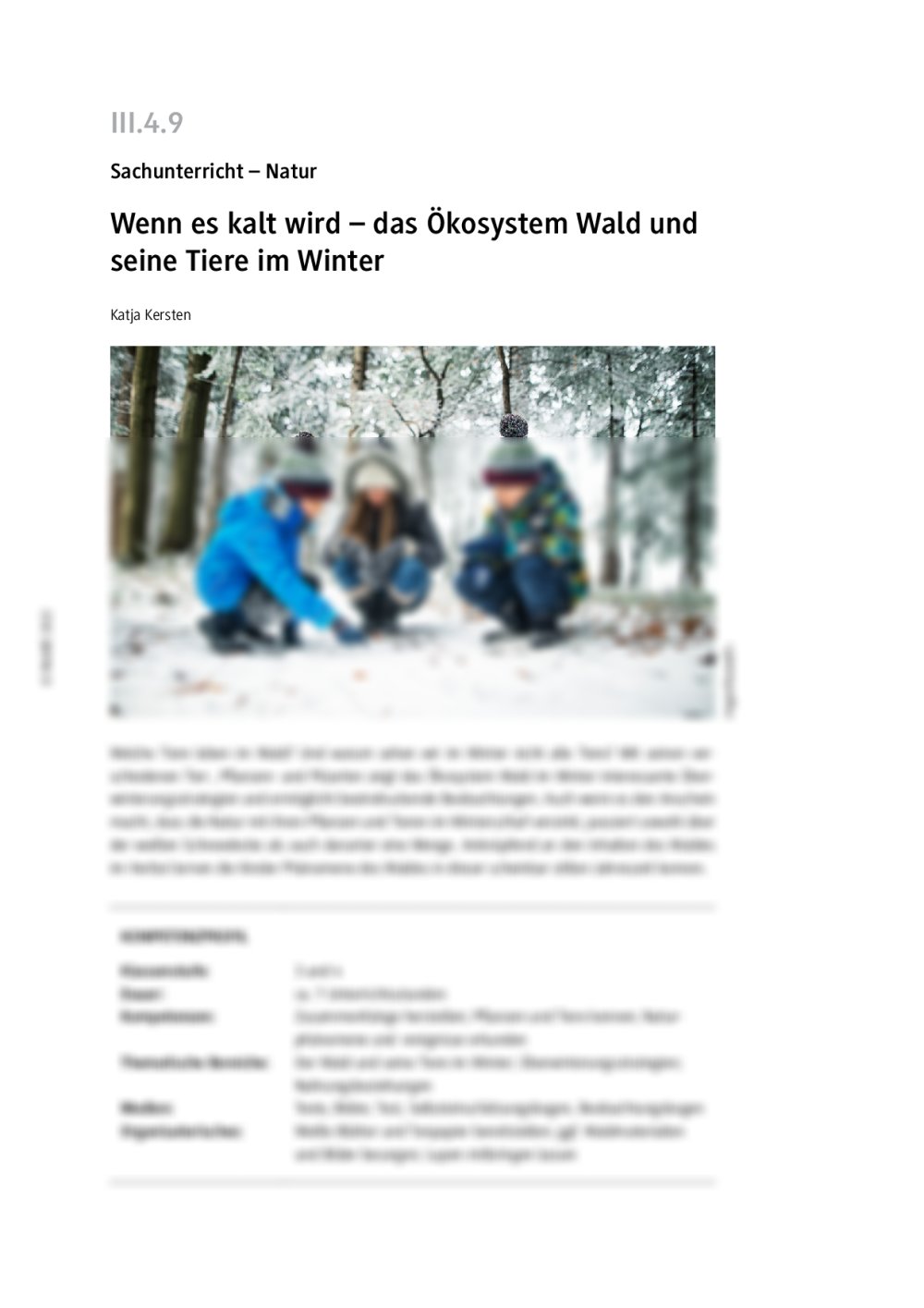 Das Ökosystem Wald und seine Tiere im Winter - Seite 1