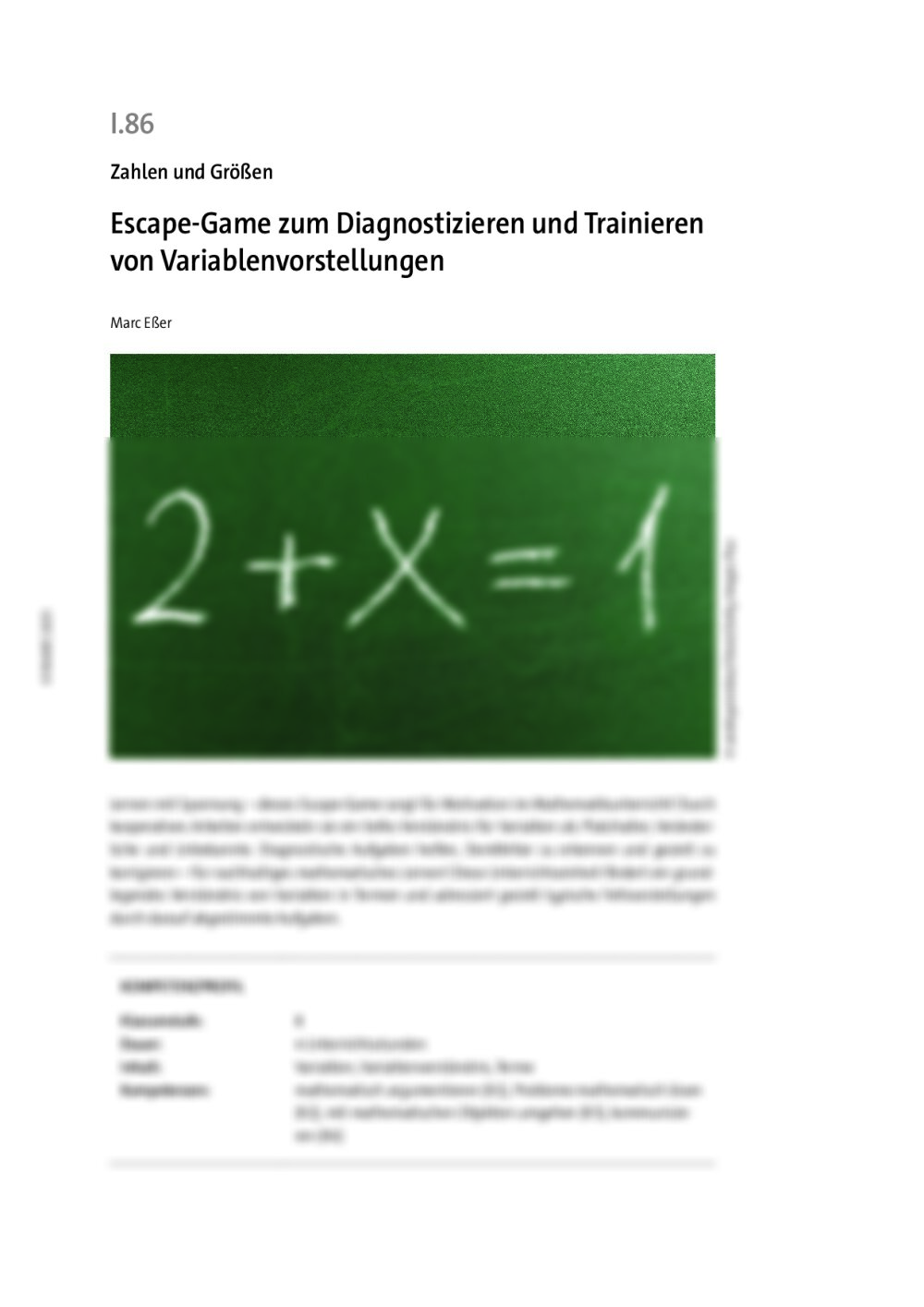 Escape-Game zum Diagnostizieren und Trainieren von Variablenvorstellungen - Seite 1